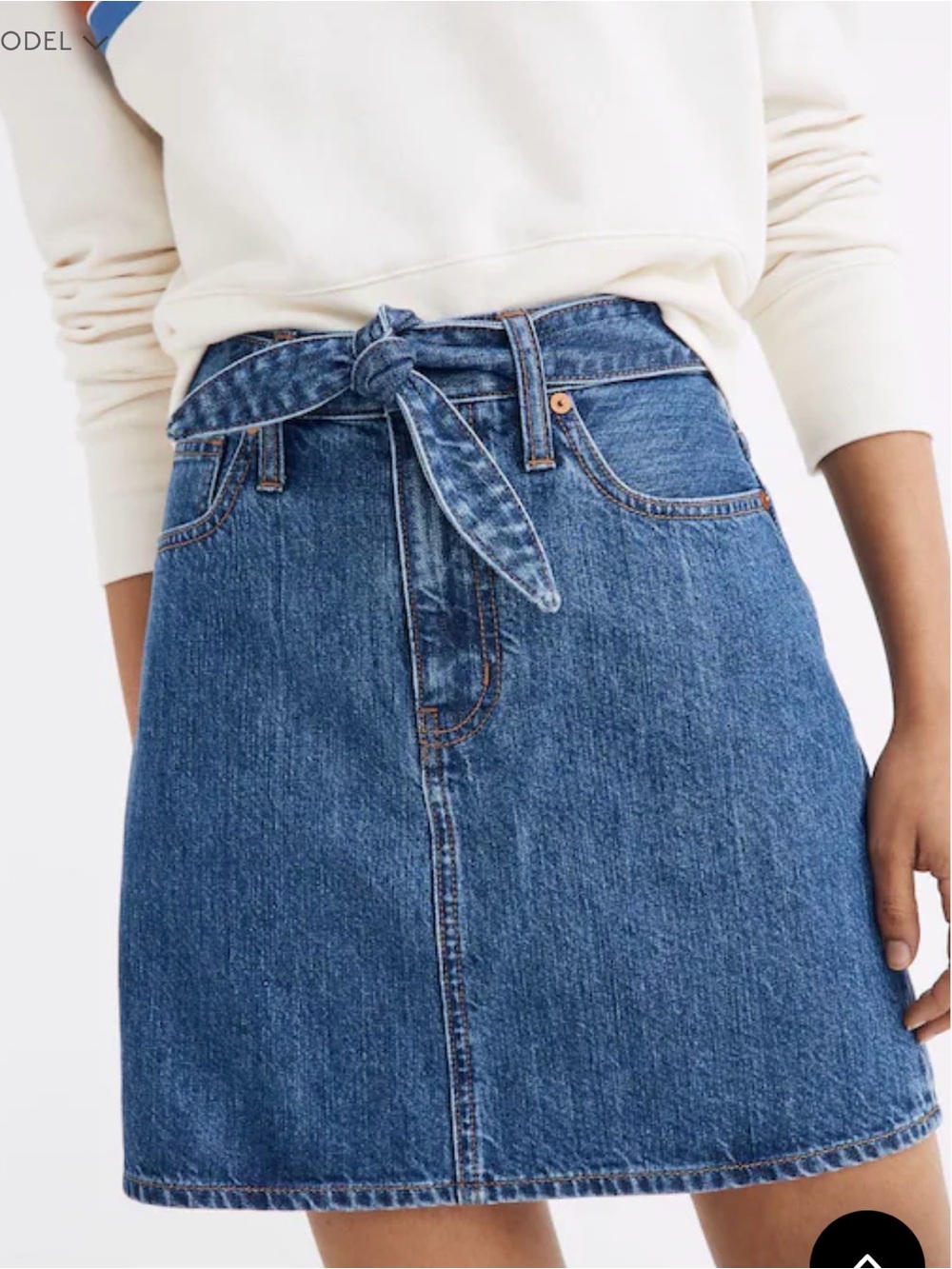 Madewell Light Blue Denim Mini Skirt with Tie Waist